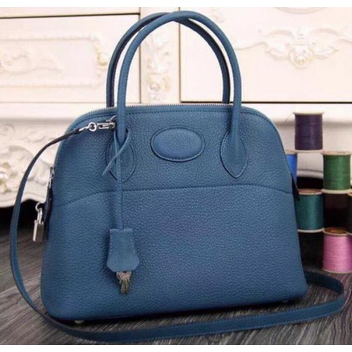 Hermes Bolide 37CM Sac fourre-tout en cuir de veau B1004 Bleu