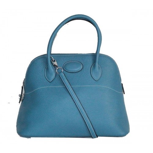 Hermes Bolide 37CM Sacs fourre-tout en cuir de veau H509084 Bleu