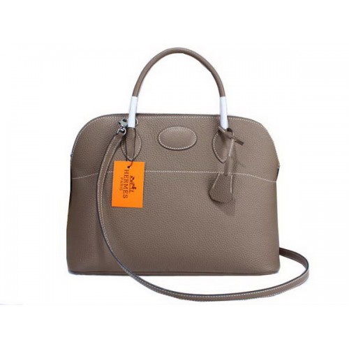 Hermes Bolide 37CM Sacs fourre-tout en cuir de veau H509084 Gris