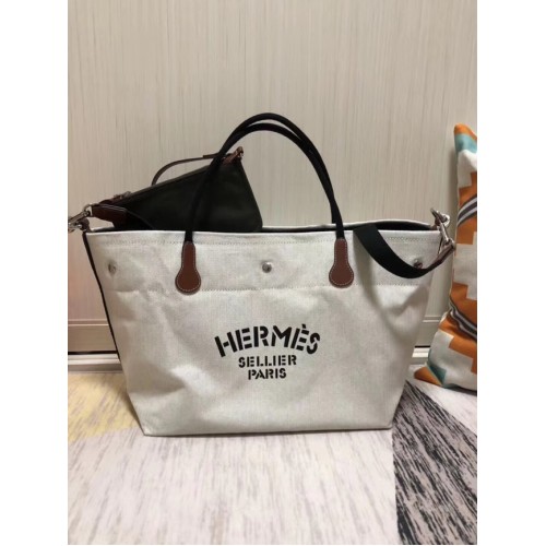 Sac shopping en toile Hermès H0734 blanc
