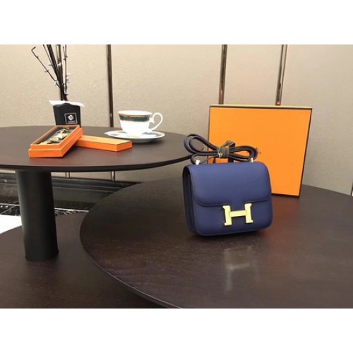 Sac Hermes Constance Cuir de veau d'origine H9910 Bleu