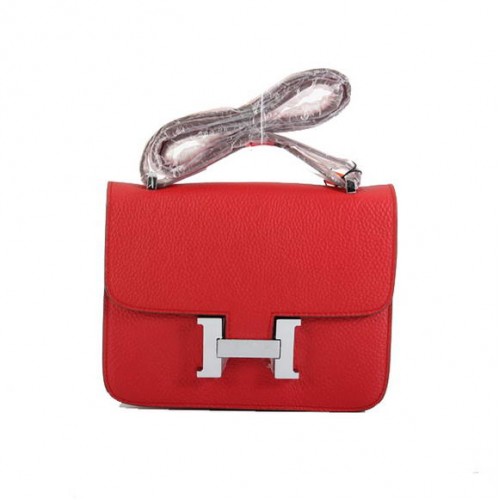 Sac Hermes Constance Cuir Togo Rouge 1622S Accastillage argenté