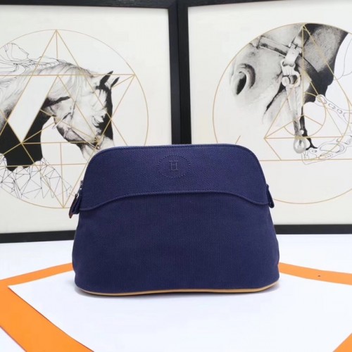 Sac à cosmétiques Hermes H3699 bleu foncé