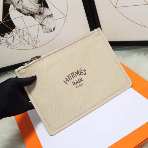Sac à cosmétiques Hermes H3700 blanc cassé