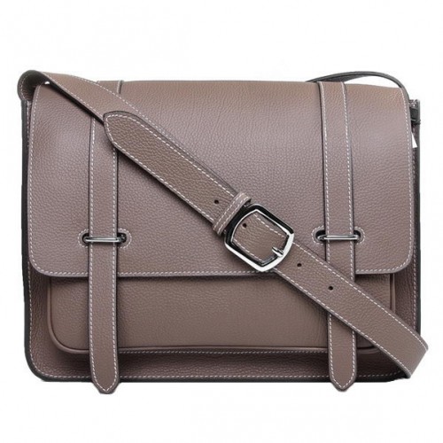 Hermes Etriviere Messenger Bag Cuir Togo H1069 Gris