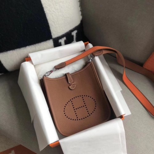 Hermes Evelyne original mini sac à bandoulière en cuir togo H15698 Camel