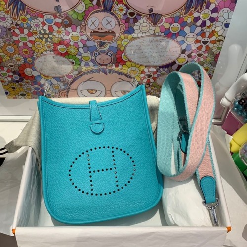 Hermes Evelyne original mini sac à bandoulière en cuir togo H15698 vert lac