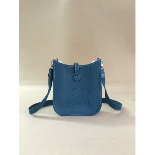 Hermes Evelyne original en cuir togo mini sac à bandoulière H15698 bleu