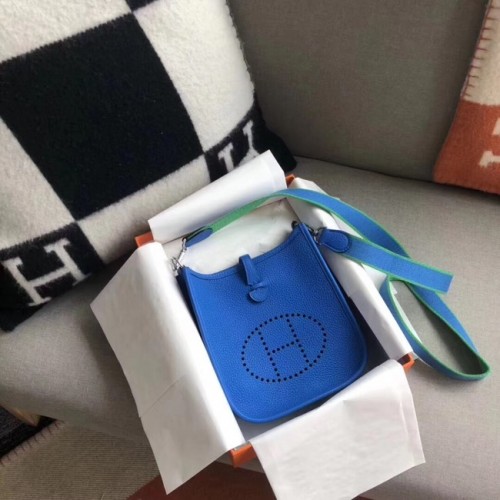 Hermes Evelyne original en cuir togo mini sac à bandoulière H15698 bleu