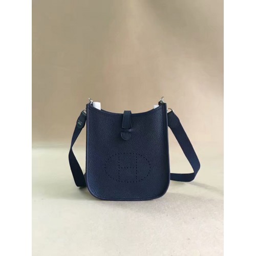 Hermes Evelyne original mini sac à bandoulière en cuir togo H15698 bleu foncé