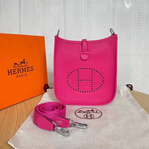 Hermes Evelyne original mini sac à bandoulière en cuir togo H15698 rose vif