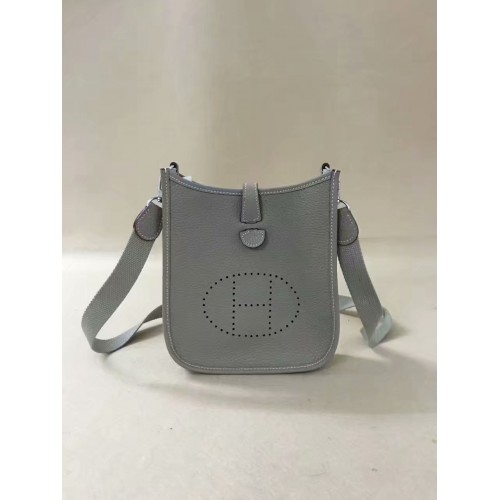 Hermes Evelyne original mini sac à bandoulière en cuir togo H15698 gris clair