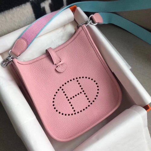 Hermes Evelyne original mini sac à bandoulière en cuir togo H15698 rose