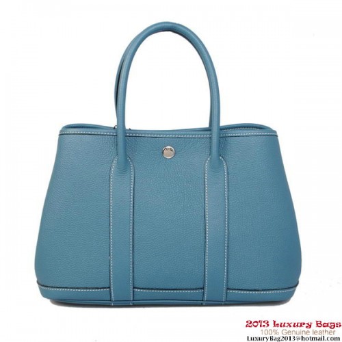 Sac Hermès Garden Party 30CM Cuir De Veau A1288 Bleu Ciel