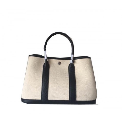 Hermes Garden Party Sac 30CM Toile Cuir H11S Noir&Blanc
