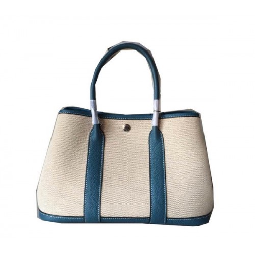 Sac Hermès Garden Party 30CM Toile Cuir H11S Bleu