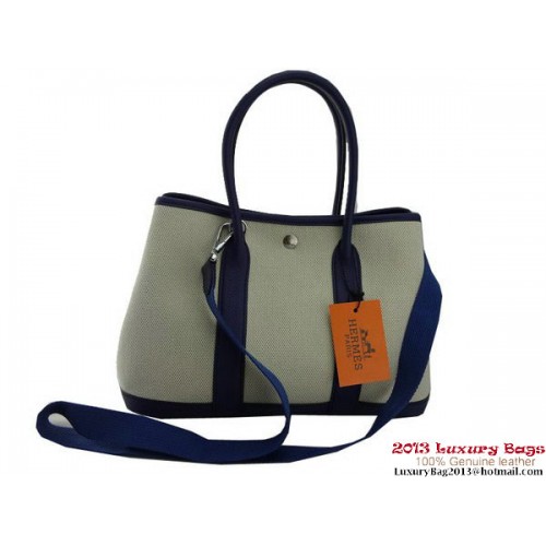 Sac Hermès Garden Party 30CM Tissu Bleu Foncé