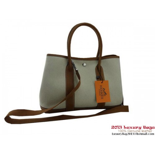 Sac Hermès Garden Party 30CM Tissu Marron Clair