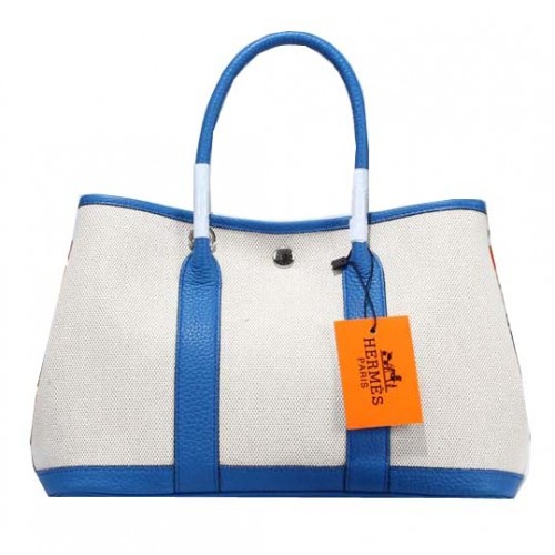 Hermès Garden Party 30cm Tote Bag Toile Bleu