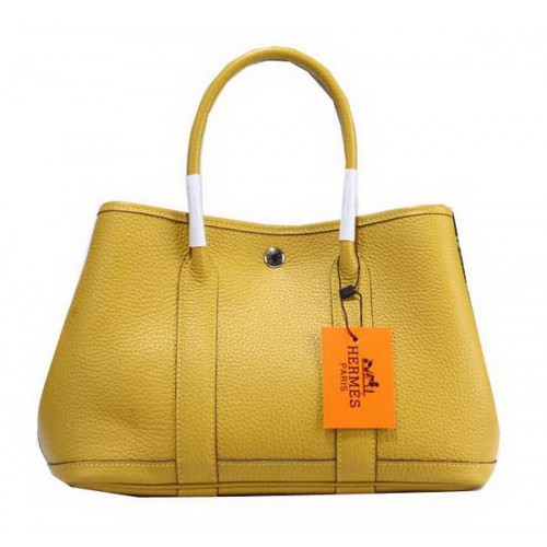 Hermes Garden Party 30cm Tote Bag Cuir Grainé Jaune