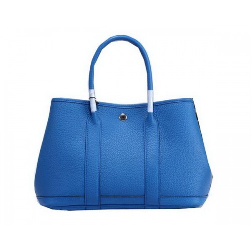 Hermes Garden Party 30cm Tote Bags Cuir Grainé Bleu