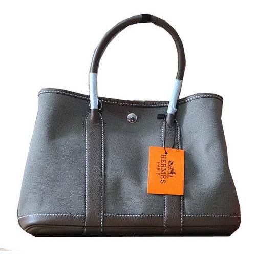 Hermes Garden Party 30cm Sacs fourre-tout en cuir d'origine Gris