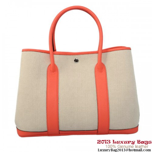 Hermes Garden Party Sac 36CM Toile Cuir A1288 Rouge Clair