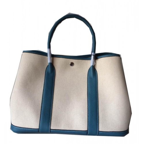 Sac Hermès Garden Party 36CM Toile Cuir H11M Bleu