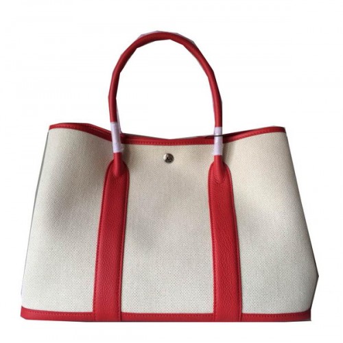 Sac Hermès Garden Party 36CM Toile Cuir H11M Rouge
