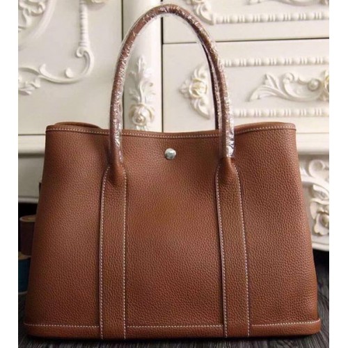 Hermes Garden Party 36cm 30cm Sac fourre-tout en cuir d'origine marron