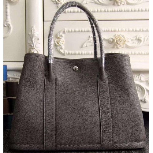 Hermes Garden Party 36cm 30cm Sac fourre-tout en cuir d'origine Gris foncé