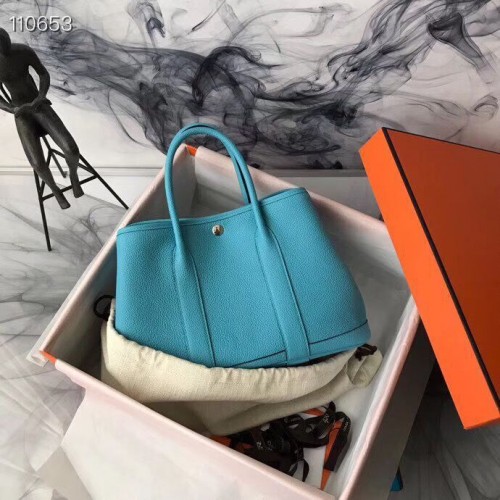 Hermes Garden Party 36cm 30cm Tote Bag Original Cuir Bleu Clair