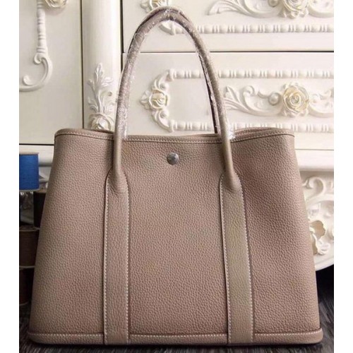 Hermes Garden Party 36cm 30cm Tote Bag Original Cuir Gris Clair