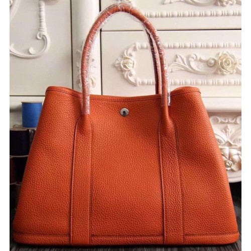 Hermès Garden Party 36cm 30cm Sac fourre-tout en cuir d'origine Orange