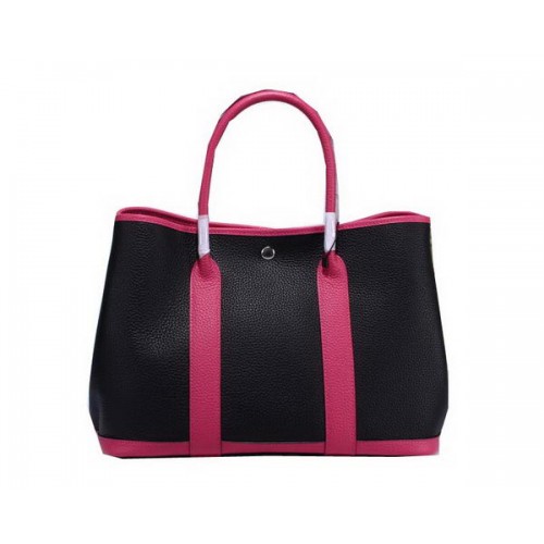 Hermes Garden Party 36cm Tote Bag Cuir Grainé Noir&Rose