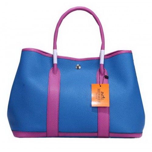 Hermes Garden Party 36cm Tote Bag Cuir Grainé Bleu&Violet