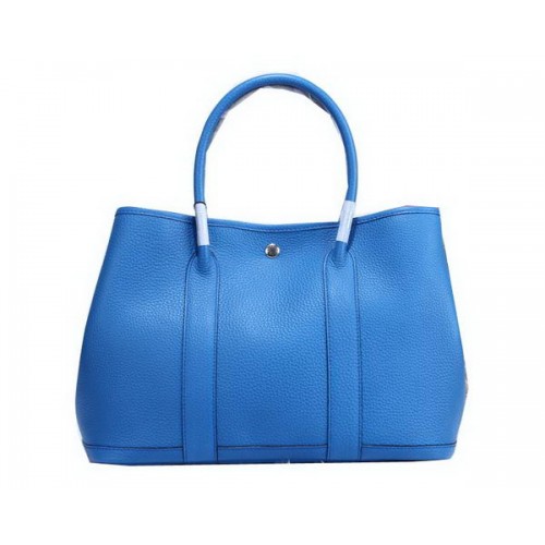 Hermes Garden Party 36cm Tote Bag Cuir Grainé Bleu