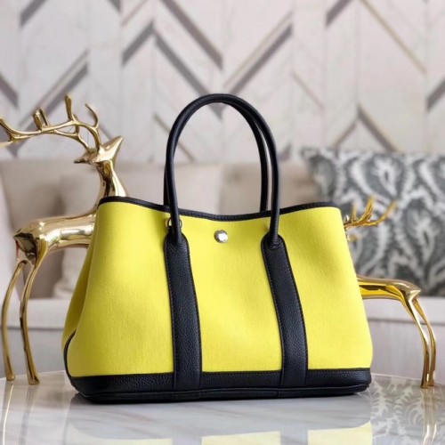 Hermes Garden Party 36cm Sacs fourre-tout en cuir d'origine A3698 Jaune