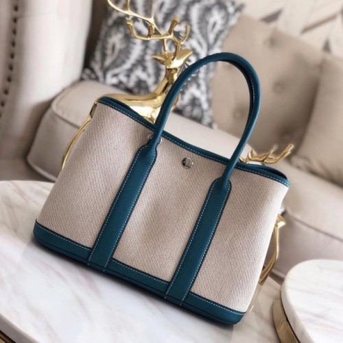 Hermes Garden Party 36cm Sacs fourre-tout en cuir d'origine H3698 Bleu