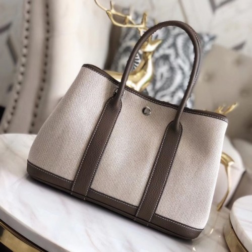 Hermes Garden Party 36cm Sacs fourre-tout en cuir d'origine H3698 Gris