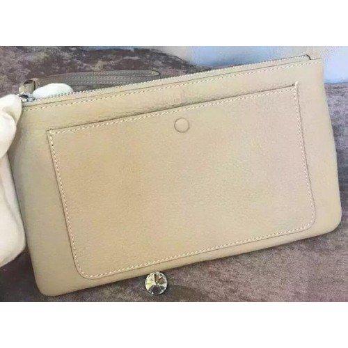 Pochette en cuir grainé Hermes H88016 OffWhite
