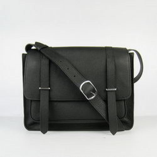 Hermes Jypsiere Togo Sac Messenger en cuir H2810 Noir