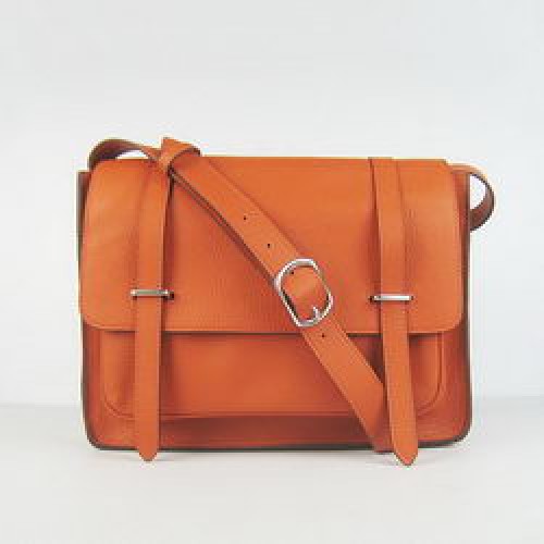 Hermes Jypsiere Togo Sac Messenger en cuir H2810 Orange
