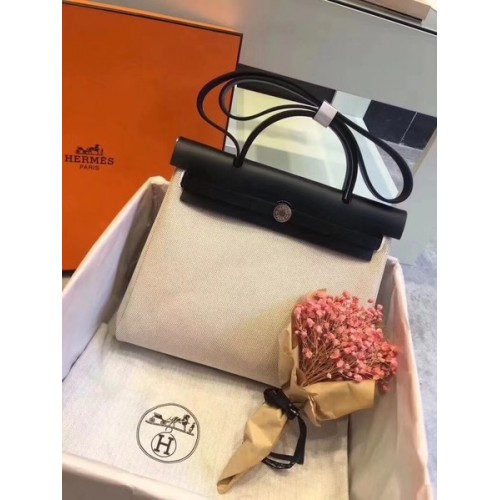 Hermes Herbag 31CM Original Canvas Cuir de veau 45987 Offwhite&Black