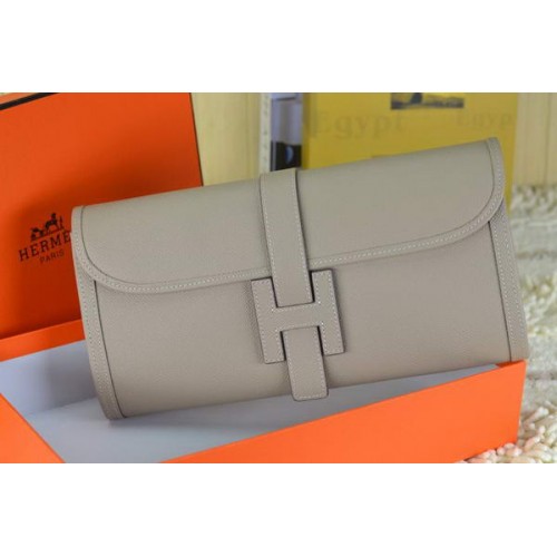 Hermes Jige Clutch Bag Cuir de veau Gris