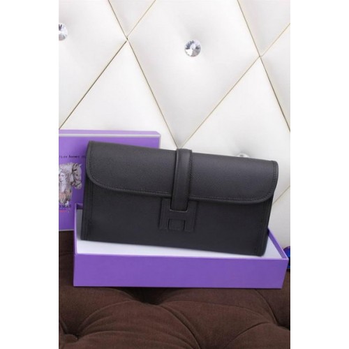 Hermes Jige Clutch Bag Cuir de veau H258 Noir