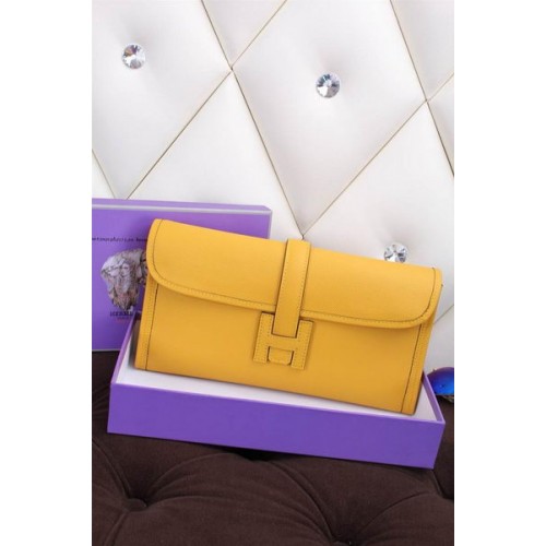Hermes Jige Clutch Bag Cuir de veau H258 Citron