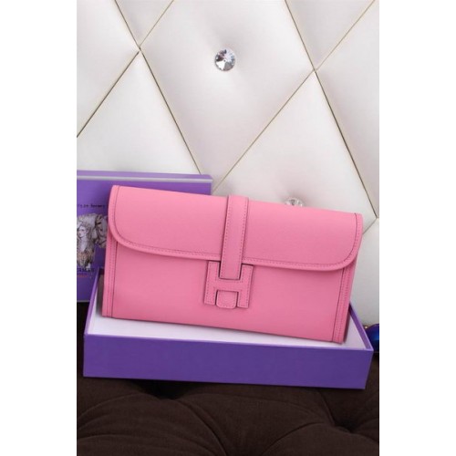 Hermes Jige Clutch Bag Cuir de veau H258 Rose