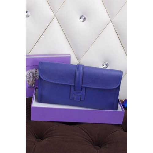Hermes Jige Clutch Bag Cuir de veau H258 Royal