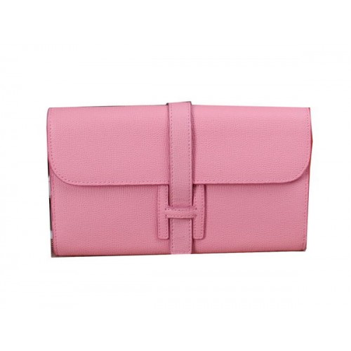 Hermes Jige Clutch Bag Cuir de veau H8057 Rose